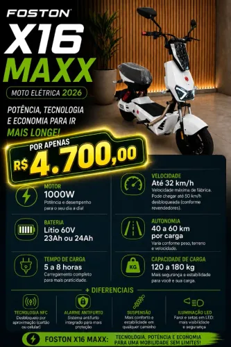 Moto eletrica FOSTON X16 MAX NOVA 1000 watts