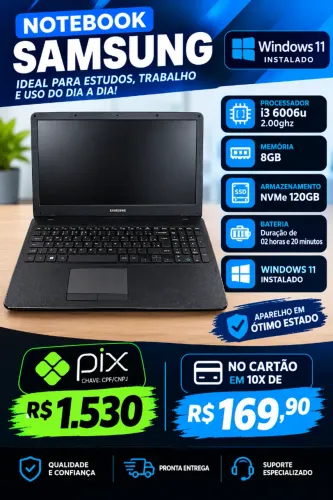 Notebook Samsung I3 6006u + 8GB Ram + 120GB SSD NVME