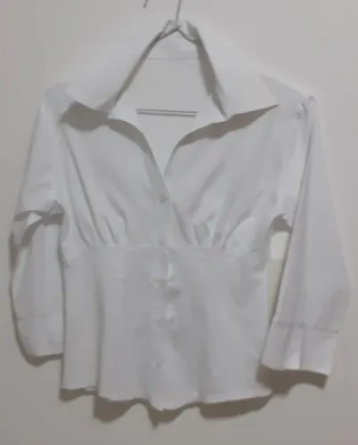 Camisa fem Branca manga 7/8