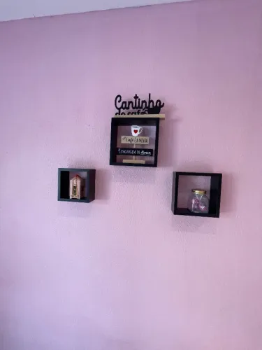 Kit 3 nichos cubos pretos decorativo 