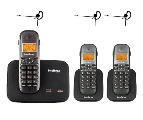 Telefone sem fio 2 Linhas Ts 5150 + 2 Ramais Ts 5121 Intelbras