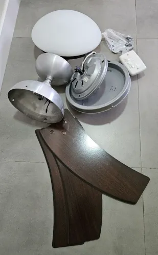 Ventilador De Teto Aço/Alumínio Escovado com 3 Pás MDF 110/127V - POUCO USADO! IGUAL NOVO!
