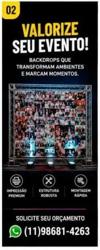 Lona impressa para Backdrop - 2x2 metros - R$ 