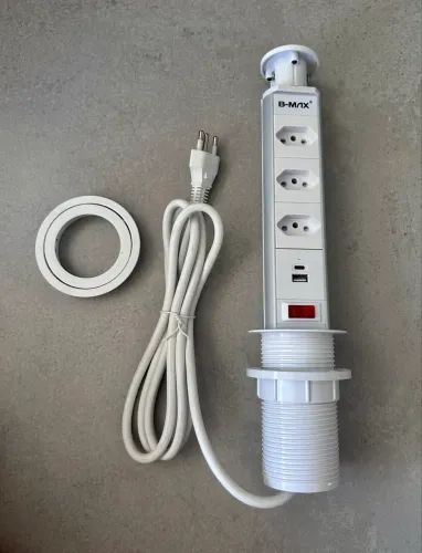Torre de tomada embutir B-Max retrátil 3 tomadas 20A USC Tipo-C Bivolt