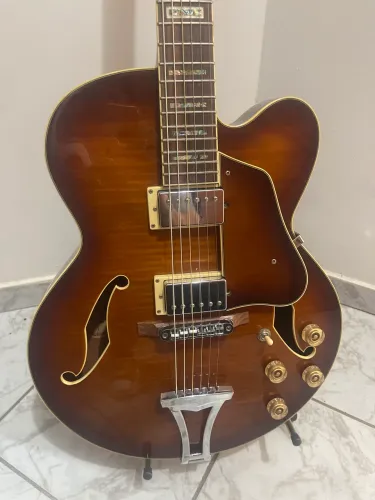 Guitarra Semi Acústica Ibanez AF85 VLS HH Natural Escuro novíssima 