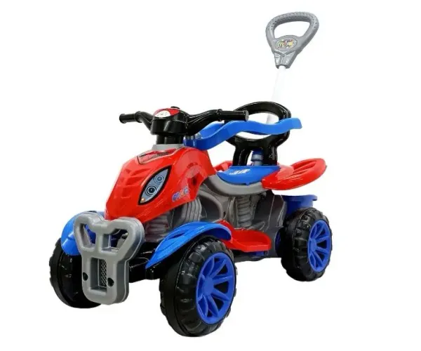 Quadriciclo Spider Maral cor azul vermelho com empurrador