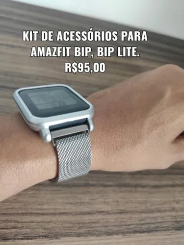 Kit Pulseira Magnética Prata para Amazfit Bip, Lite