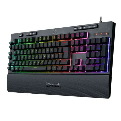 Teclado gamer Redragon Shiva Preto RGB