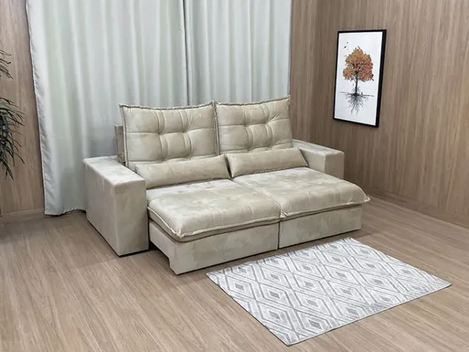 Sofá Retrátil Reclinável 2,30m Plus Molas Bonnel Design Moderno a876