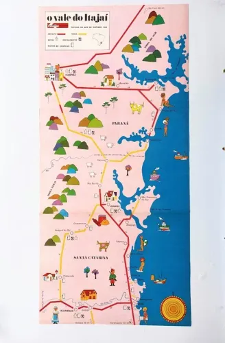 Vale do Itajaí, Santa Catarina - Mapa/pôster antigo de turismo