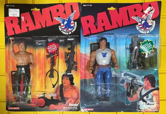 Lote 2 Bonecos Rambo Coleco Lacrados Na Cartela Glasslite
