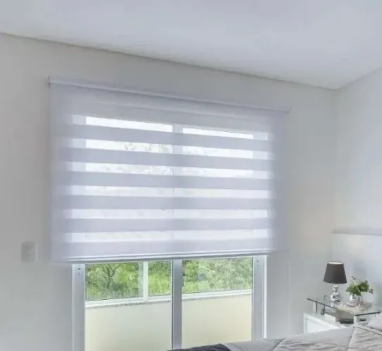 Persiana Rolo modelo Duble Vision com Bando na cor Branco