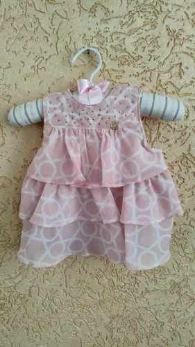 Vestido Infantil Milon - Tamanho P (62 cm) - Rosa com estampa delicada