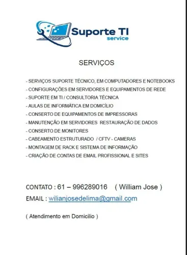 SERVIÇO DE SUPORTE TÉCNICO E T I , E REDE DE COMPUTADORES MANUTENÇÃO EM PC`s