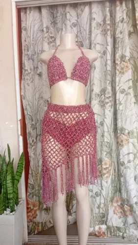 Biquini + saida de praia em croche a pronta entrega tamanho M