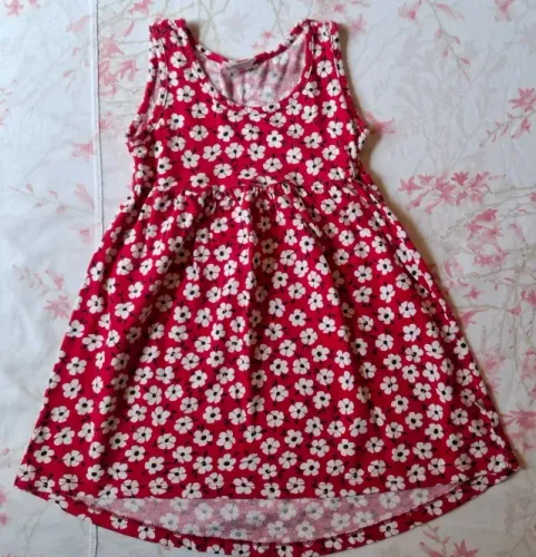 Vestido florido vermelho infantil Hering Kids - Tamanho 4