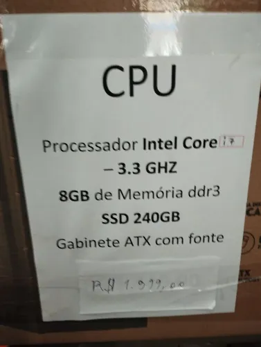 CPU Intel Core i7 - 8GB RAM - SSD 240GB