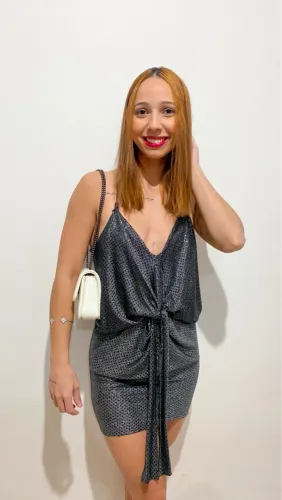 Vestido Festa John John Preto Brilho
