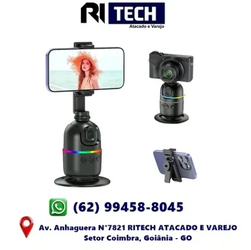 Suporte Celular de Mesa com Rastreamento Facial Grava sem as Mãos Video Blogueira