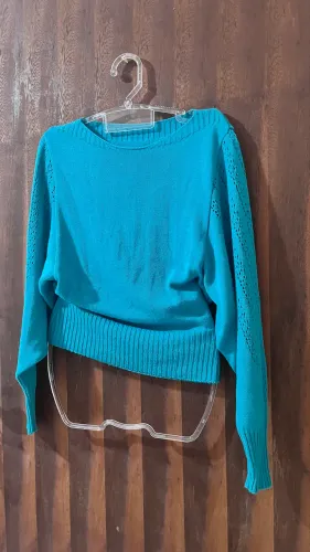 Blusa Malha leve - Azul turquesa- Tamanho único