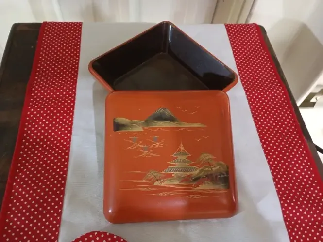 porta joia antigo japones 15x15 cm acrilico