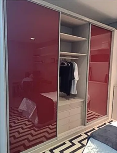 Guarda-Roupa com portas em Vidro Carmim - Dell Anno Móveis Planejados