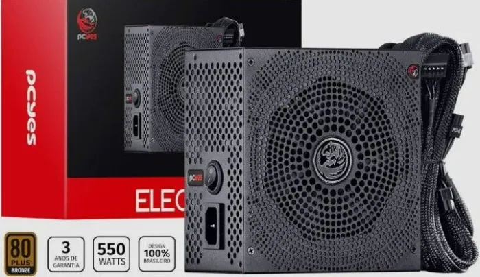 Fonte de alimentação para PC Pcyes Electro V2 80 plus Bronze 550W preta