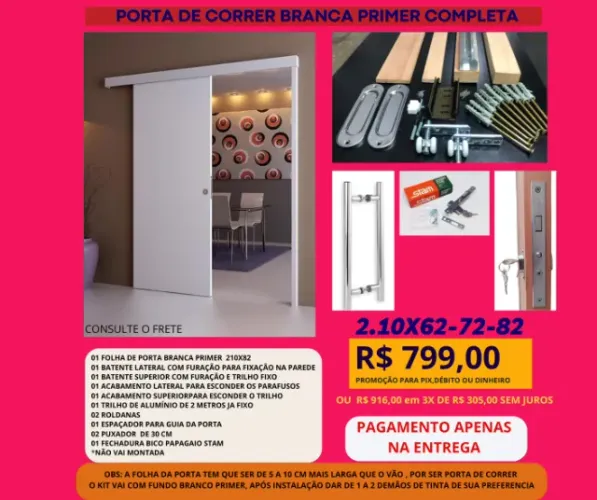 porta de correr acabamento em madeira eucalipto - 2.10x0,72 - frete a/c