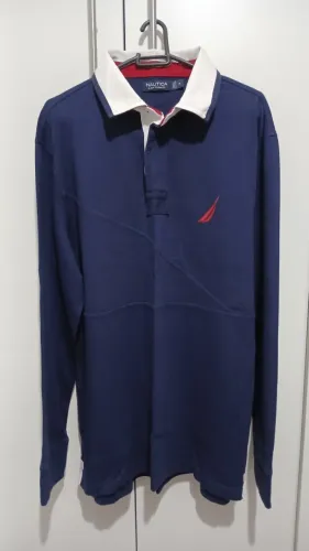 Polo Manga Longa Nautica Azul Tamanho M