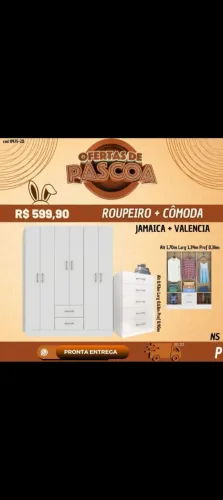 Roupeiro e Cômoda Jamaica + Valencia - Pronta Entrega