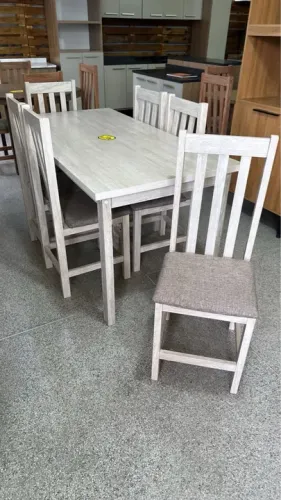 Mesa de Jantar 6 Cadeiras - Madeira - Novo