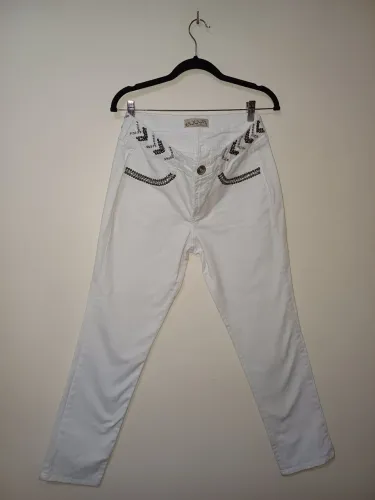 Calça branca Equus semi-nova feminina com detalhes