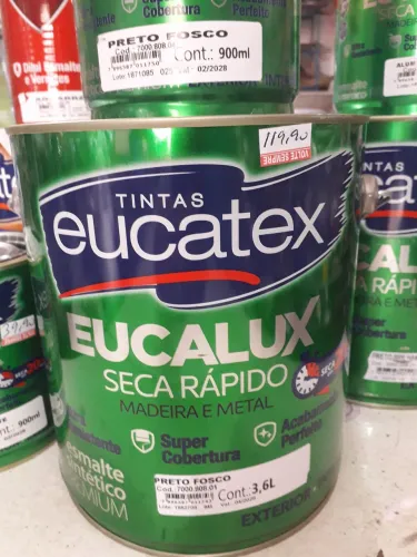 Tinta Eucatex Seca Rápido 3,6L - preto fosco ou brilhante 
