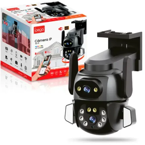 Câmera de Segurança IP Wifi 3D Full Hd 1080p com Lente Dupla 360° ÍPEGA - KP-CA209