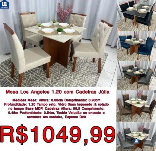 Mesa Los Angeles 1.20 com Cadeiras Júlia