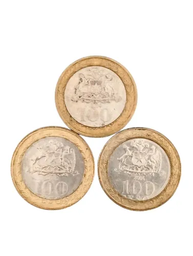 3 Moedas 100 Pesos Chilenos antigas