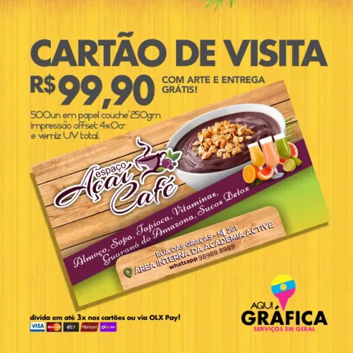 Cartão de Visita R$ 99,90 com Criação da Arte e Entrega Grátis!