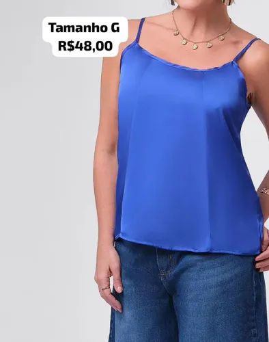 Blusa feminina em tecido azul caneta- Tamanho G