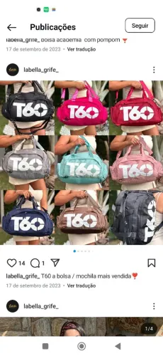 Bolsa/Mochila T60 - A mais vendida! Entrega grátis em Teresina na maioria dos bairros