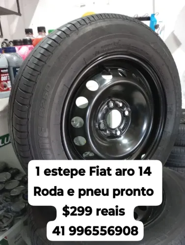 Roda Fiat aro 14 com pneu. Estepe pronto furação 4x98 original Fiat. Disk entrega