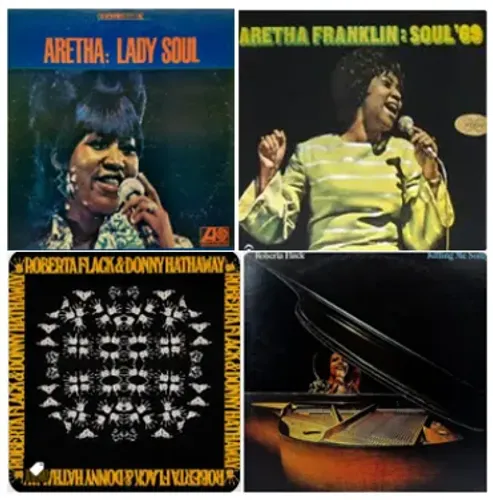 Disco de Vinil (LP) ARETHA FRANKLIN e ROBERTA FLACK (combo com 4 discos) dois de cada 