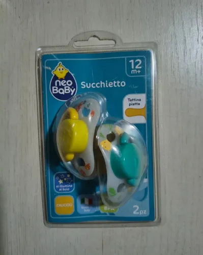 2 Chupetas italianas Neo Baby brilha no escuro
