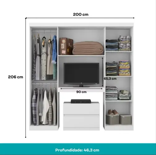 Guarda roupa com escrivaninha, 1000 a vista