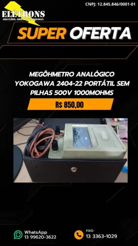 Megôhmetro Analógico Yokogawa 2404-22 Portátil sem Pilhas 500V 1000MOhms