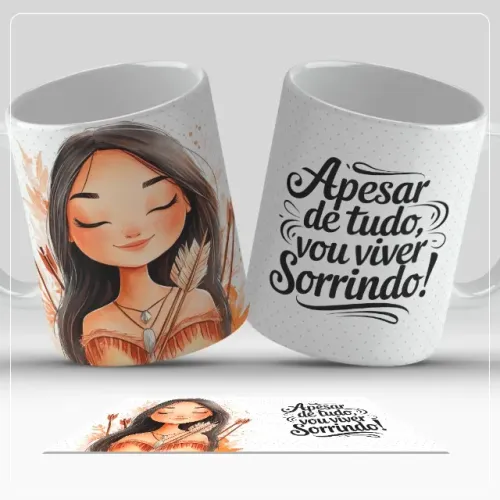 Caneca de Porcelana Frase Apesar de Tudo Vou Viver Sorrindo
