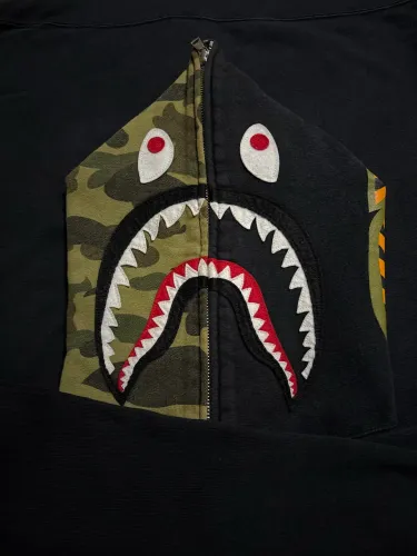 bape split shark full zip hoodie