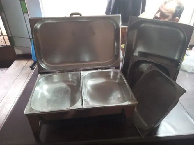2 Rechauds Inox Profissional Banho-maria Buffet com cubas