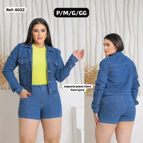JAQUETA JEANS FEMININO TAMANHO DISPONÍVEL NA FOTO 