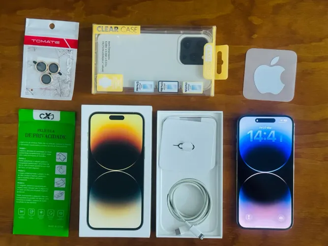 iPhone 14 Pro Max impecável gold único dono nota de compra