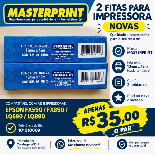 2 Fitas para Impressora Masterprint - Novas